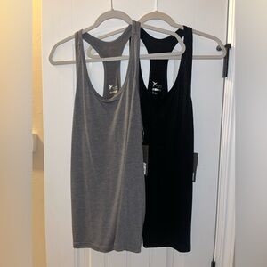 Lot 2 Old Navy Active Semi-fitted Racerback Tank Top, gray/black